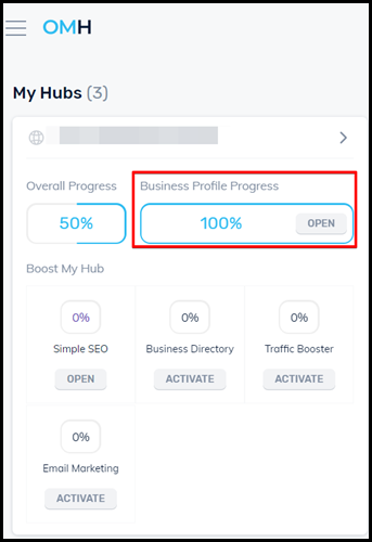 simple seo business profile progress button