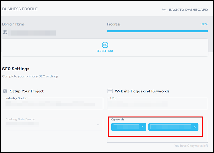 input keywords field