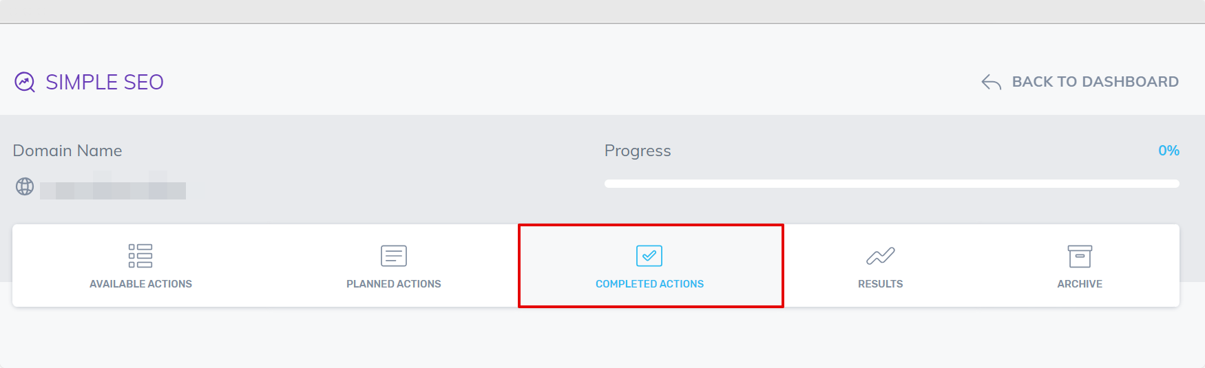 simple seo completed actions tab